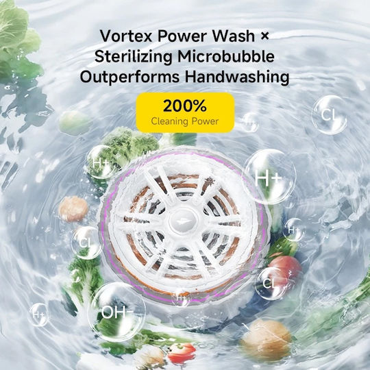 Deerma Waschmaschine GS01 Automatisch 21W 2000mAh Tragbarer Obstreiniger Boost Frische Lebensmittel Wirbelkraft Weiß
