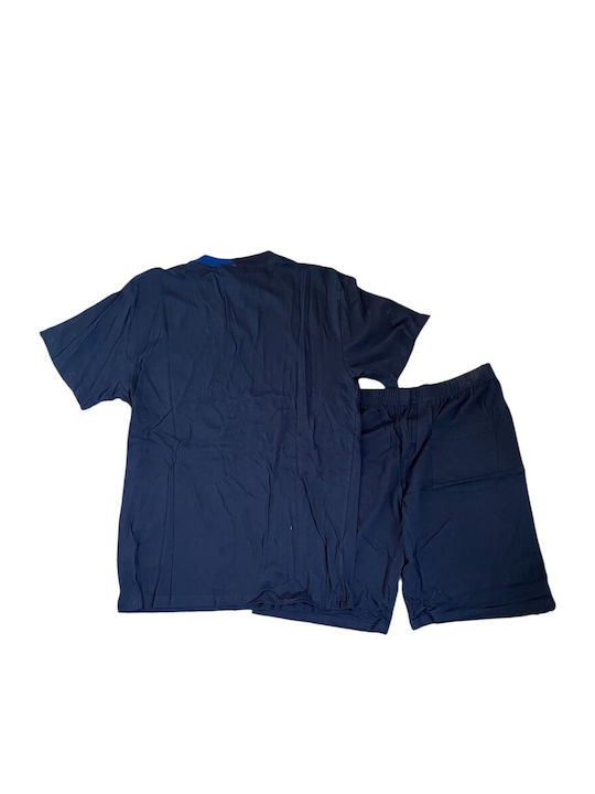 Enrico Coveri Sommer Herrenpyjama Bluse Marineblau