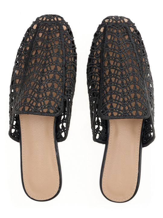Flat Damen Pantoletten in Schwarz Farbe