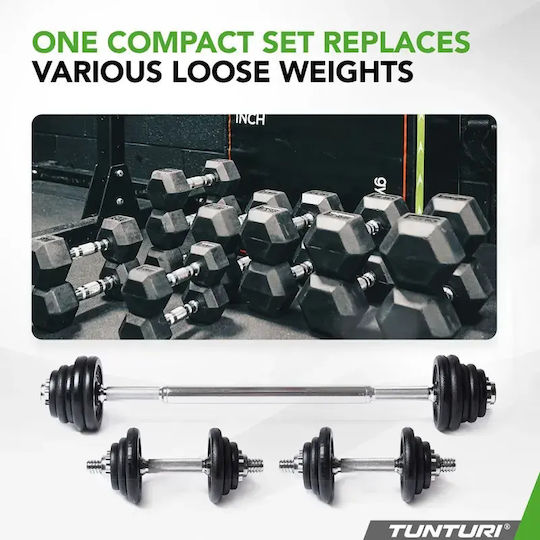 Tunturi Dumbbell Set with Bar Total Weight 20kg