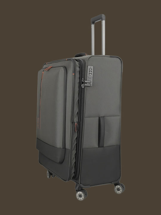 Travelite Großer Stoff-Reisekoffer Dunkeloliv mit 4 Rädern 92945-86