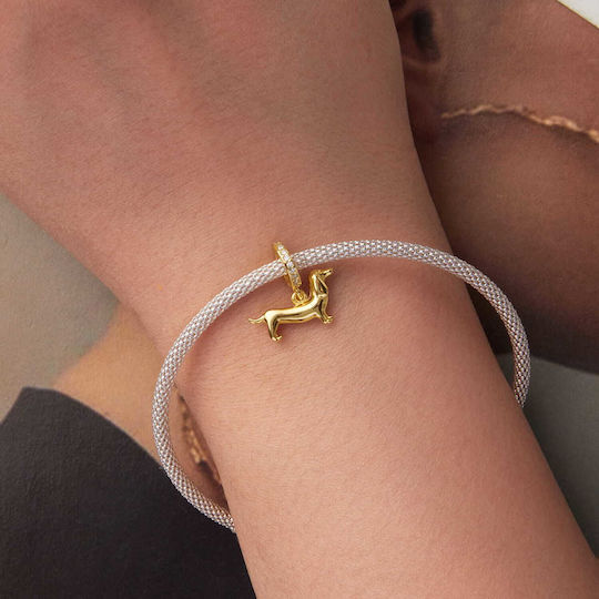 Silver Charm 925 Golden Dachshund