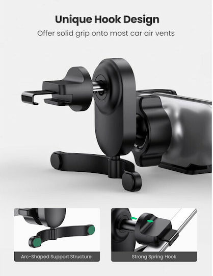 Ugreen Gravity Βάση Κινητού Αυτοκινήτου 4.7" - 4.7" με Ρυθμιζόμενα Άγκιστρα Μαύρη