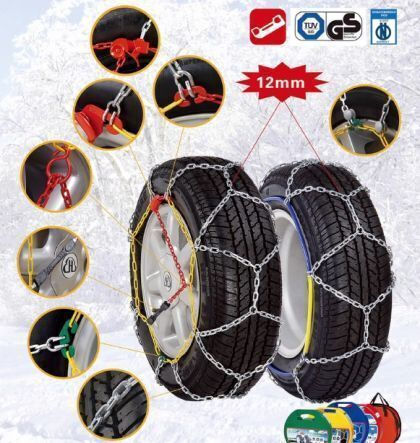 Anti-slip Chains Thickness 12mm Passenger & 4x4 Car 2pcs
