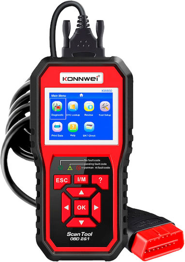 Konnwei Instrument de diagnosticare auto Digital OBD 2 cu Cablu Compatibil cu Android
