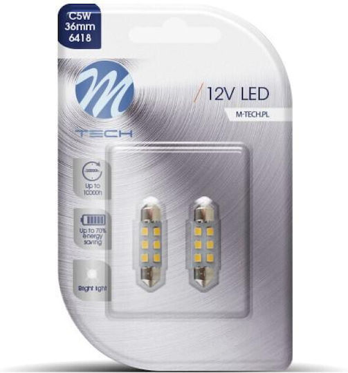 M-Tech Car Lamps & Motorcycles C5W LED 5500K Cold White 12V 0.5W 2pcs