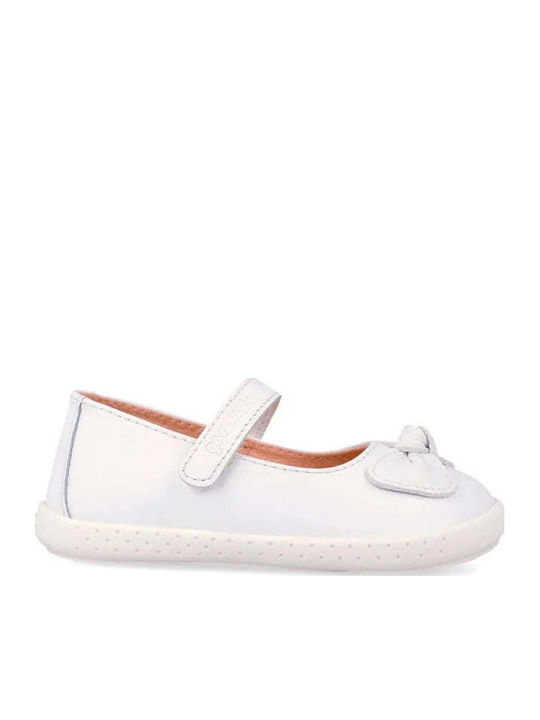 Kids Anatomic Ballerinas with Hoop & Loop Closure Leather White