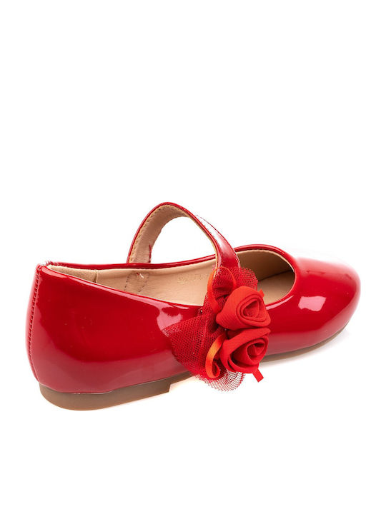 Kids Ballerinas with Hoop & Loop Closure Patent Leather Red