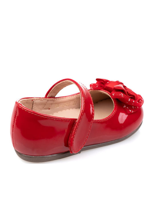 Kids Ballerinas with Hoop & Loop Closure Patent Leather Red