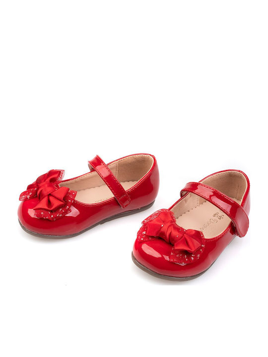 Kids Ballerinas with Hoop & Loop Closure Patent Leather Red