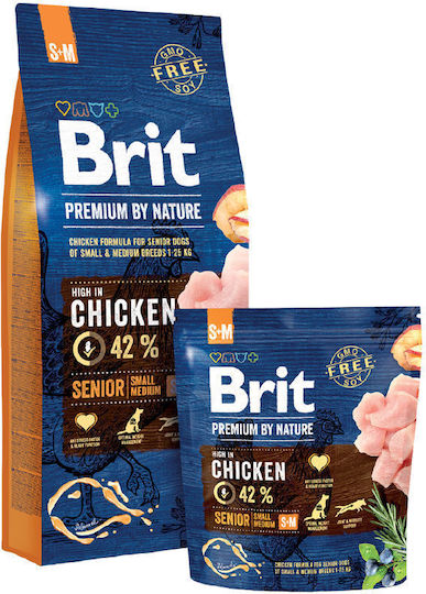 Brit Premium By Nature Senior Small/Medium 3kg Dry Food Gluten-Free for Senior Small & Medium Breed Dogs with Chicken