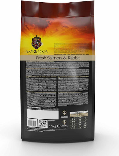 Ambrosia Fresh Salmon & Rabbit Adult Mini Breeds 5kg Trockenfutter ohne Getreide für erwachsene Hunde kleiner Rassen mit Kaninchen und Lachs