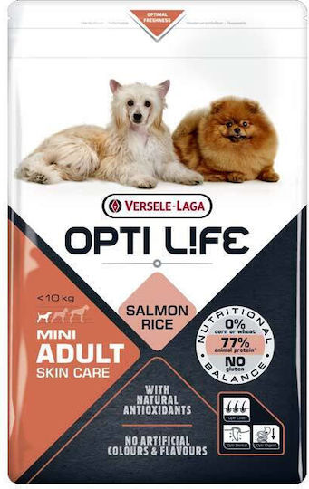 Versele Laga Opti Life Skin Care Adult Mini 7.5kg Ξηρά Τροφή χωρίς Σιτηρά & Γλουτένη για Ενήλικους Σκύλους Μικρόσωμων Φυλών με Ρύζι και Σολομό