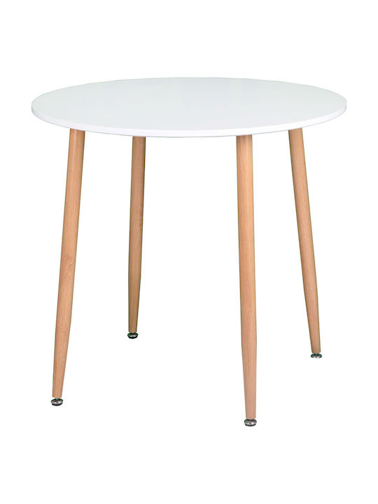 Essential Round Metal Kitchen Table White 80x80x75cm