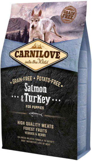 Carnilove Salmon & Turkey Puppy 4kg Dry Food Grain-Free for Puppies with Turkey and Salmon