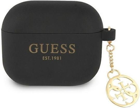 Guess Charm Θήκη Σιλικόνης σε Μαύρο χρώμα για Apple AirPods 1 / AirPods 2