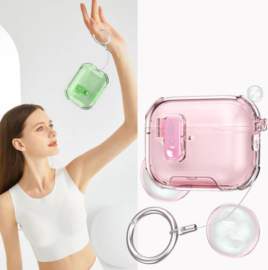 Tech-Protect Case Silicone with Hook in Pink color for Apple AirPods Pro 3