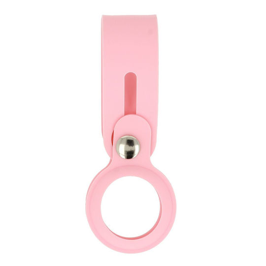 Slide Keychain Loop Θήκη Σιλικόνης για AirTag σε Ροζ χρώμα
