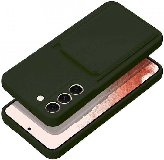 Forcell Card Back Cover Silicone Tempered Glass with Card Slot Green for Galaxy A55 Oppo A55 5G