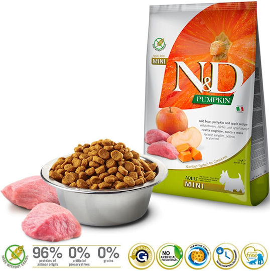 Farmina N&D Pumpkin Mini 0.8kg Dry Food Grain-Free & Gluten-Free for Adult Small Breed Dogs with Pork and Pumpkin