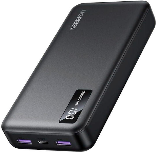 Ugreen PB312 Power Bank 20000mAh 20W с 2 USB-A порта и USB-C порт Черен
