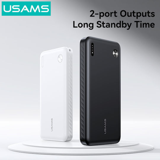 Usams PB83 Power Bank 10000mAh with 2 USB-A Ports and USB-C Port Power Delivery / Quick Charge 3.0 White