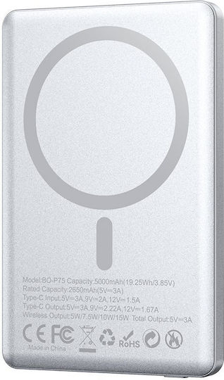 BWOO P75 MagSafe Power Bank 5000mAh 20W with USB-C Power Delivery Black