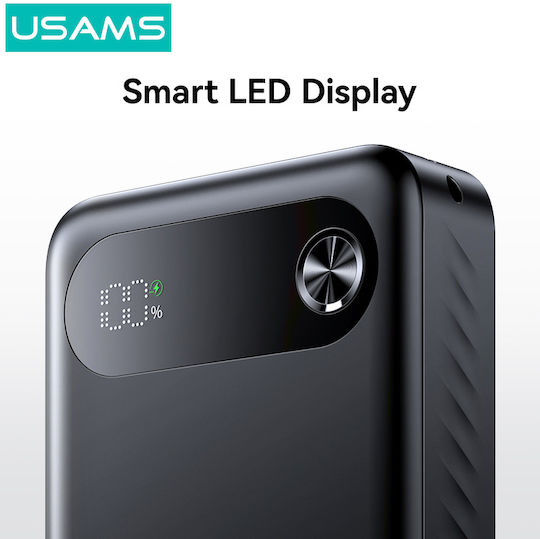 Usams PB80 Power Bank 20000mAh 20W with 2 USB-A Output Ports and USB-C Power Delivery Black