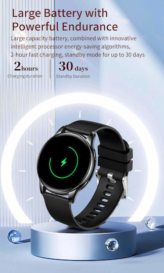 Microwear Y11 Smartwatch με Παλμογράφο (Silver Steel)
