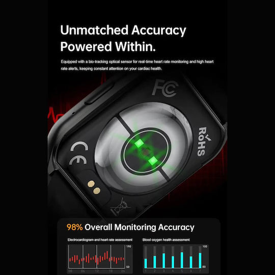 Microwear MT66 Smartwatch with Heart Rate Monitor Black