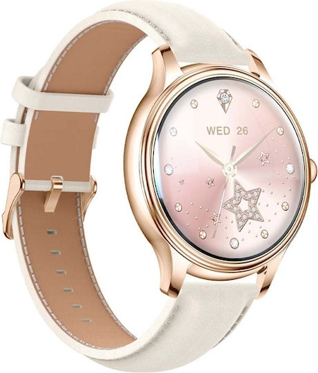 Colmi L28 Smartwatch (Gold + Gold Leather Strap)