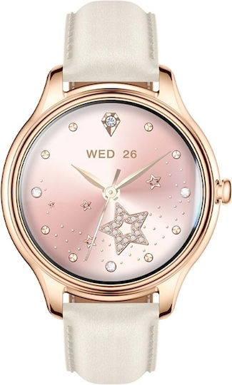 Colmi L28 Smartwatch (Gold + Gold Leather Strap)
