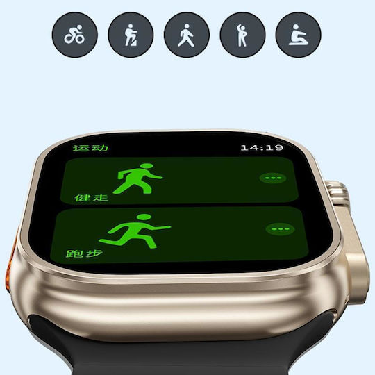 WK WH-02 Titanium 49mm Smartwatch με Παλμογράφο (Χρυσό)