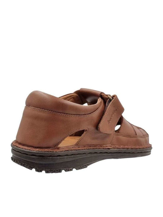 Leder Herrensandalen in Tabac Braun Farbe