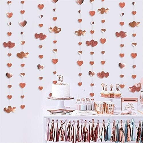 Banner Inimă Alista Home Tip Franjuri 4 M Rulou Cu Fir Inclus Roz Sclipici