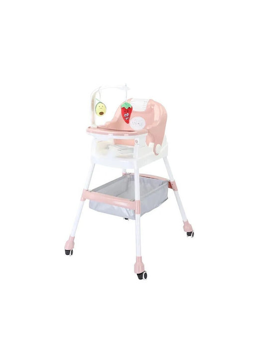 Alista Home Scaun Înalt De Masă Bebe Pliabil Roz