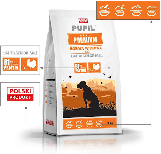 Dog Food 12kg Dry Food for Medium & Large Breed Dogs with Turkey and Rice