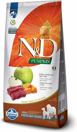 Farmina N&D Pumpkin Medium & Maxi 12kg Dry Food Grain-Free for Adult Medium & Large Breed Dogs with Deer and Pumpkin