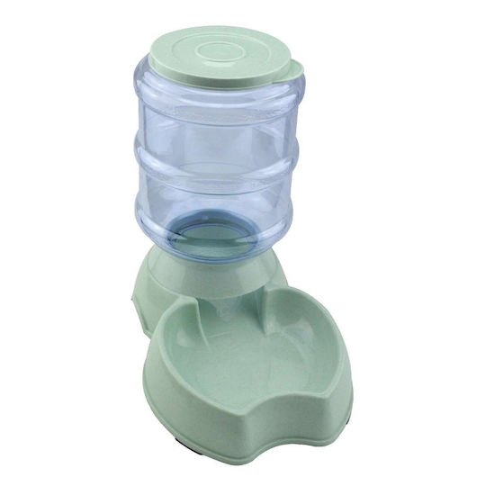 Animal Automatic Plastic Bowl with Container Food for Dog & Cat 4lt in Green Color