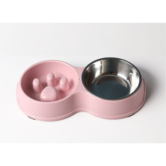 Edelstahl Schalen Futter für Hund & Katze 2x 700ml in Rosa Farbe
