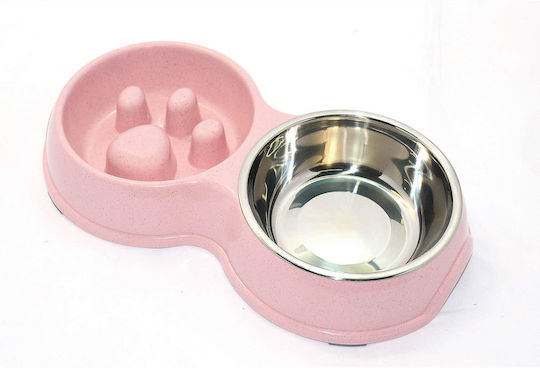 Edelstahl Schalen Futter für Hund & Katze 2x 700ml in Rosa Farbe