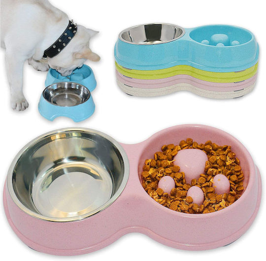 Edelstahl Schalen Futter für Hund & Katze 2x 700ml in Rosa Farbe