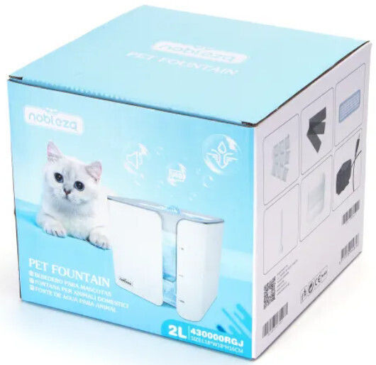 Nobleza Pet Water Fountain Αυτόματη Πλαστική Ποτίστρα / Συντριβάνι για Σκύλο & Γάτα 2lt σε Λευκό Χρώμα