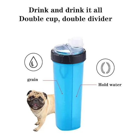Zwei Flasche aus Silikon Wasser für Hund & Katze in Blau Farbe