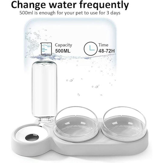 Αυτόματη Ταΐστρα για Σκύλο & Γάτα 500ml σε Γκρι Χρώμα