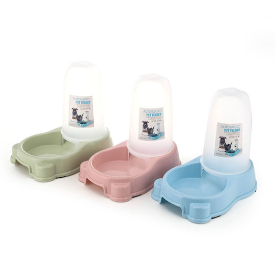 Food And Water Bowl With Container For Dog And Cat 1.4lt 27.5x18x26cm