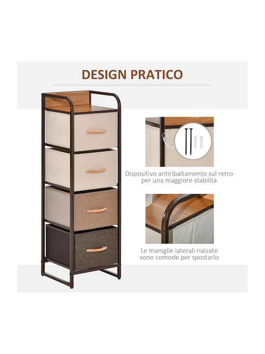 Bedroom Chest of Drawers Made of Wood & Metal Multicolour with Fabric Coating 30x29x99cm