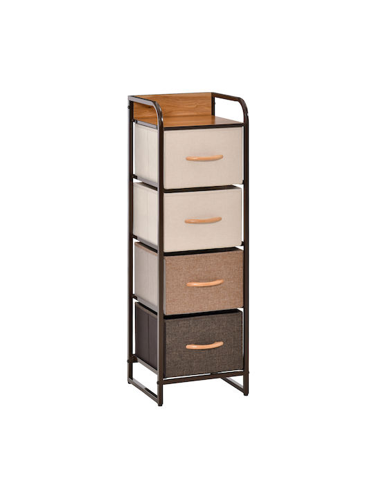 Bedroom Chest of Drawers Made of Wood & Metal Multicolour with Fabric Coating 30x29x99cm