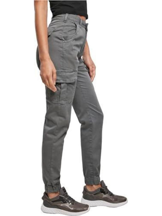 Women's High-waisted Fabric Cargo Trousers with Elastic Lightshadow