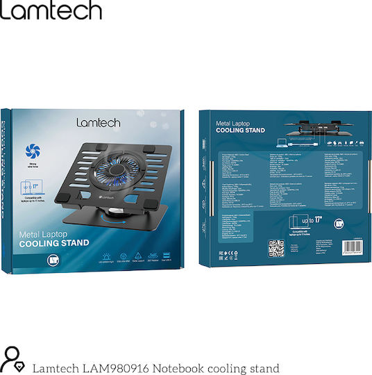 Lamtech Cooling Pad για Laptop έως 17" με 1 Ανεμιστήρα και Φωτισμό LAM980916